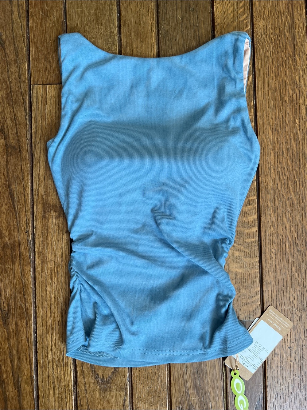 OGL Dusty Blue High Neck Brami Tank Scoop Low Back Ribbed Size XS NWT